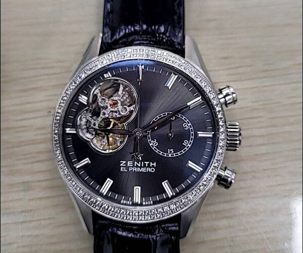 新北流當手錶拍賣 ZENITH 先力 El Primero 鑽圈 計時 自動 男錶 9成5新 喜歡價可議 UJ018